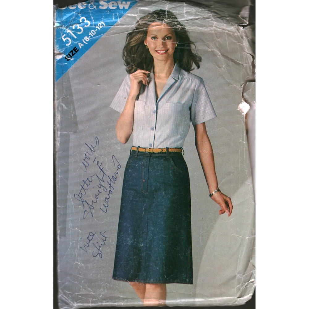 Vintage See &‎ Sew 5133 Sewing Pattern Misses Blouse and Skirt Size A 8 10 12